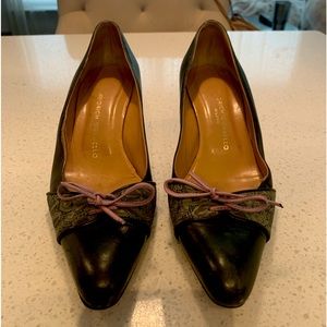 Heidrich Guabello Emerald Green Heel with Silk Purple Ties